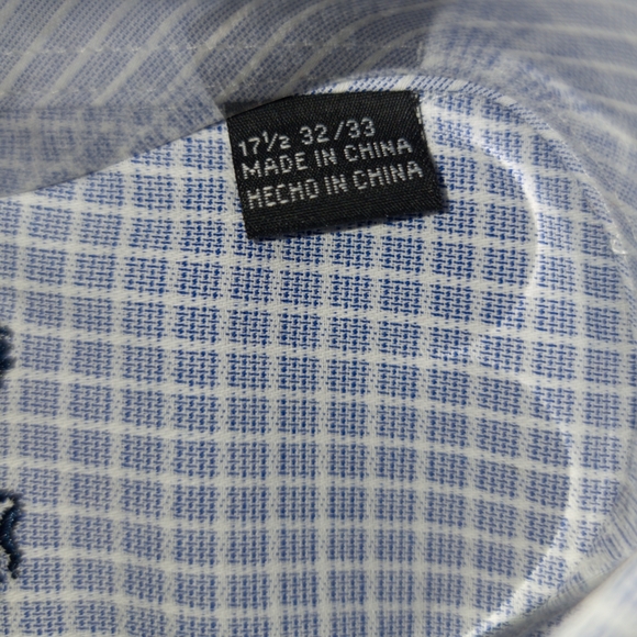 English Laundry NWT 100% COTTON Blue & White Long Sleeve Button-Up Dress Shirt - Picture 8 of 8
